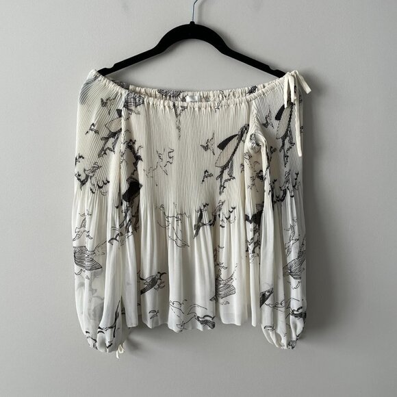 WILFRED Talence Off The Shoulder Blouse Pattern Pullover White Black XS - Picture 2 of 7